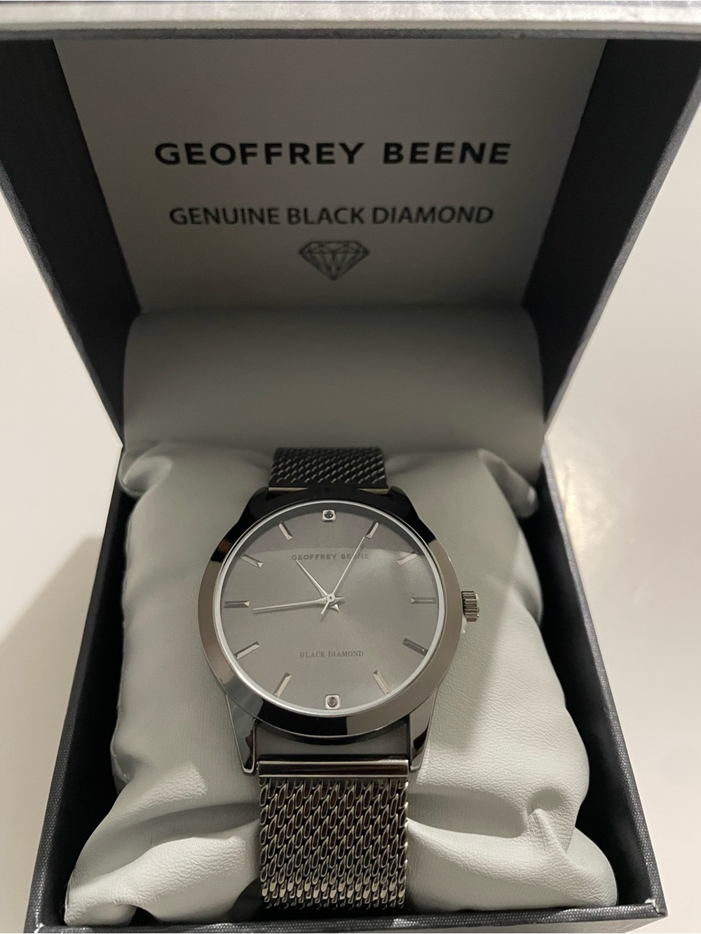 Geoffrey Beene Men's Silver Mesh Watch with Silver Dial